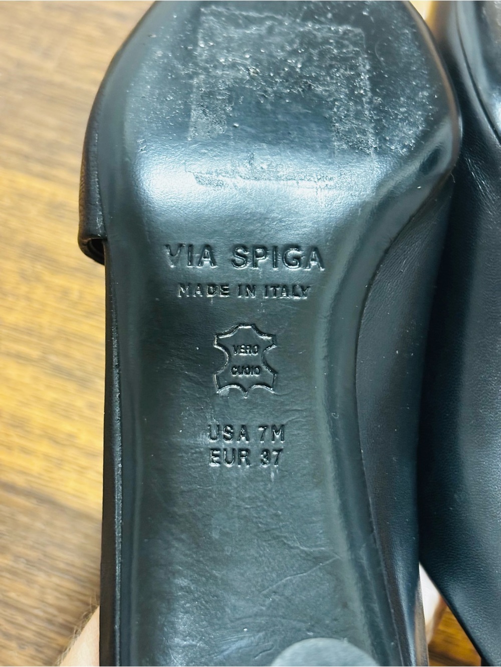 Via Spiga Black Pointed Leather Mule Heels - Picture 5 of 8